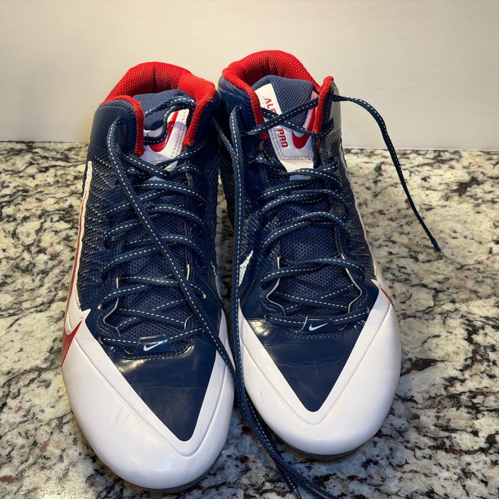 Nike Alpha Pro 3/4 TD football cleats. Size 14 Navy and red